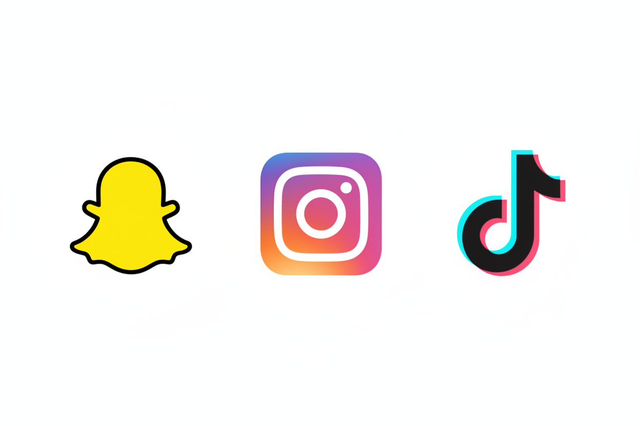 Snapchat instagram und tiktok logo